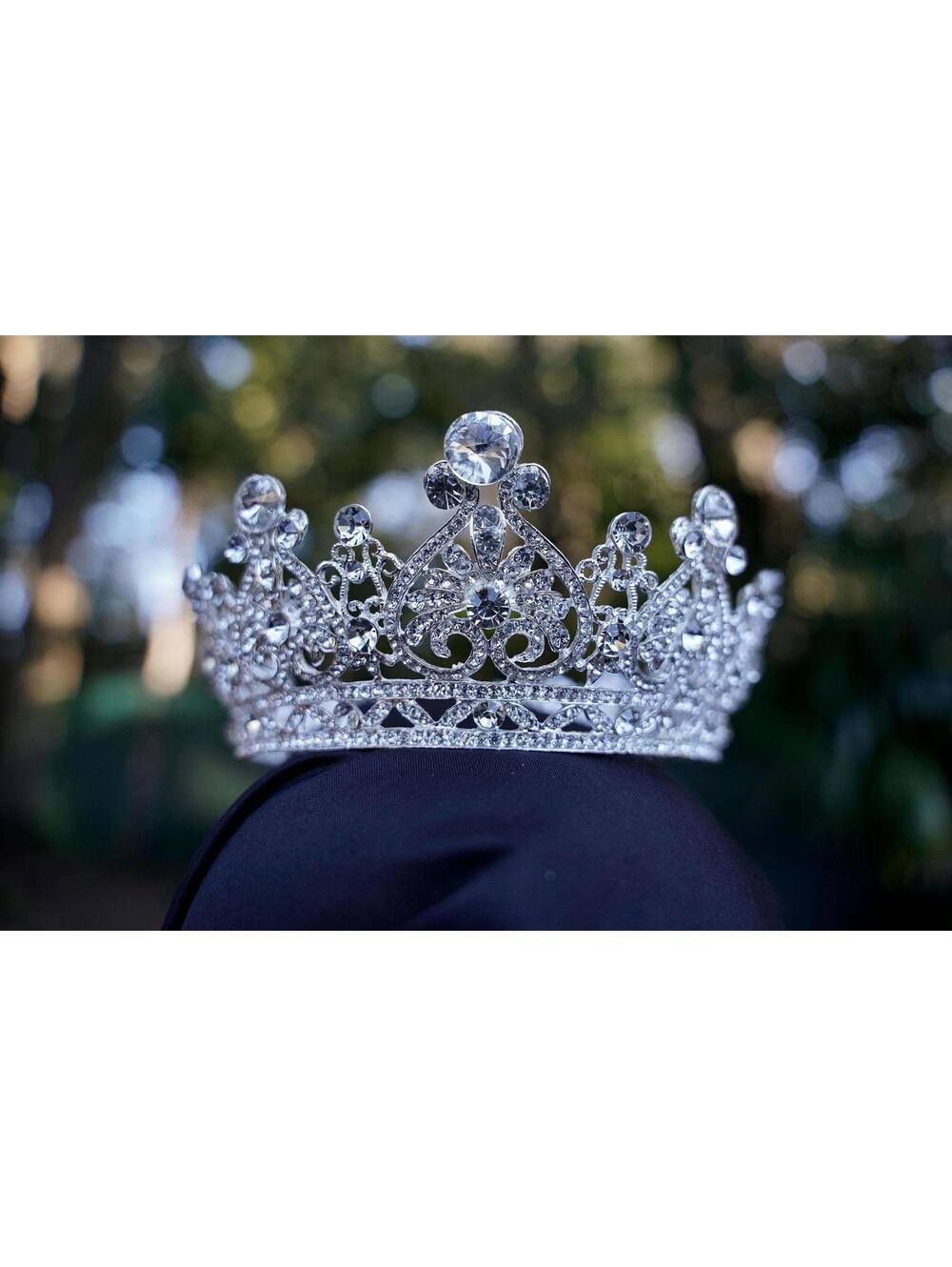 Crystal Silver Bridal Crown Birthday Wedding Gift Diadem white clear diamond